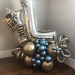 2 Balloon Bouquet Initial 8 - SkyHighBalloons305 - Miami FL