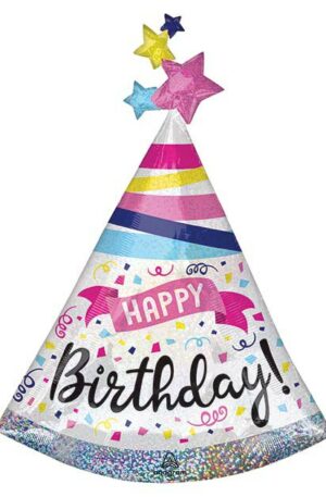 36" Happy Birthday Hat Shape Balloon skyhighballoons305.com