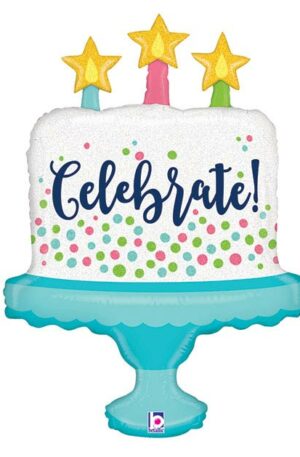 33" Celebrate Cake Balloon skyhighballoons305.com