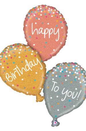 40" Happy Birthday Triple Balloons skyhighballoons305.com