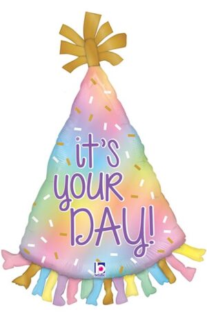 34" Happy Birthday Hat Shape Balloon skyhighballoons305.com