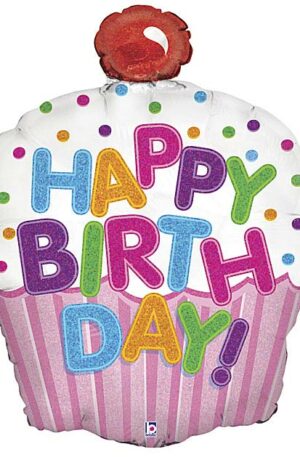 31" Happy Birthday Cupcake Balloon skyhighballoons305.com