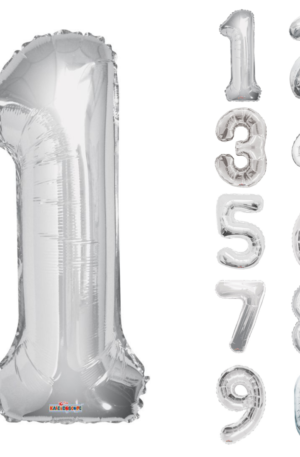 34" Silver Numbers Balloon Foils skyhighballoons305.com